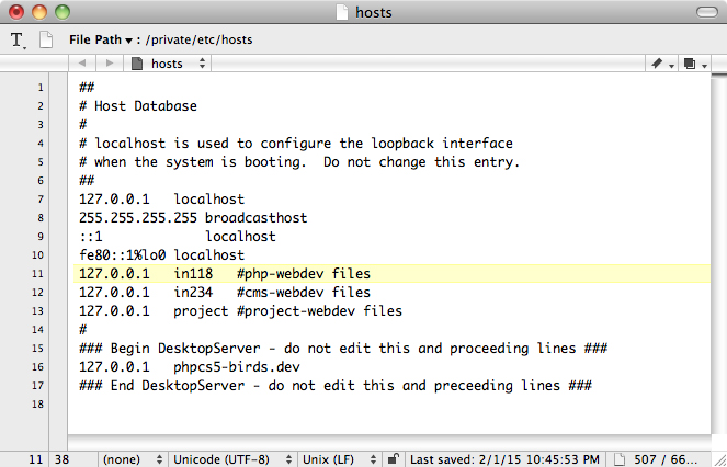 MAMP hosts file