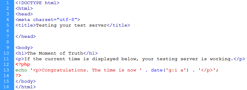 Site Check file to verify test server
