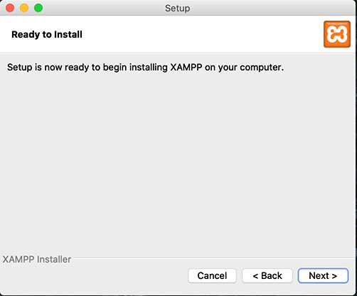 screenshot of XAMPP setup wizard for OS X