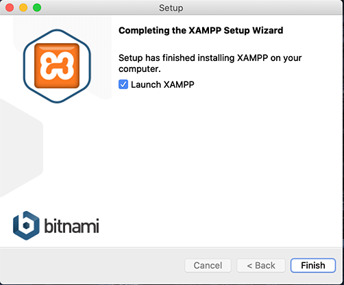 screenshot of XAMPP setup wizard for OS X