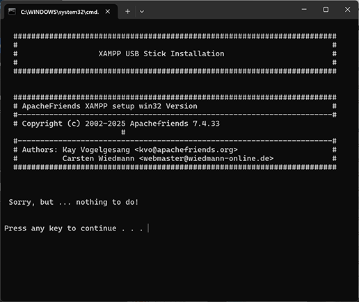 screenshot of the console window