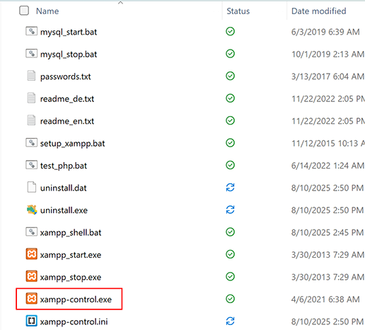 screenshot of setup-xampp.bat in the folder